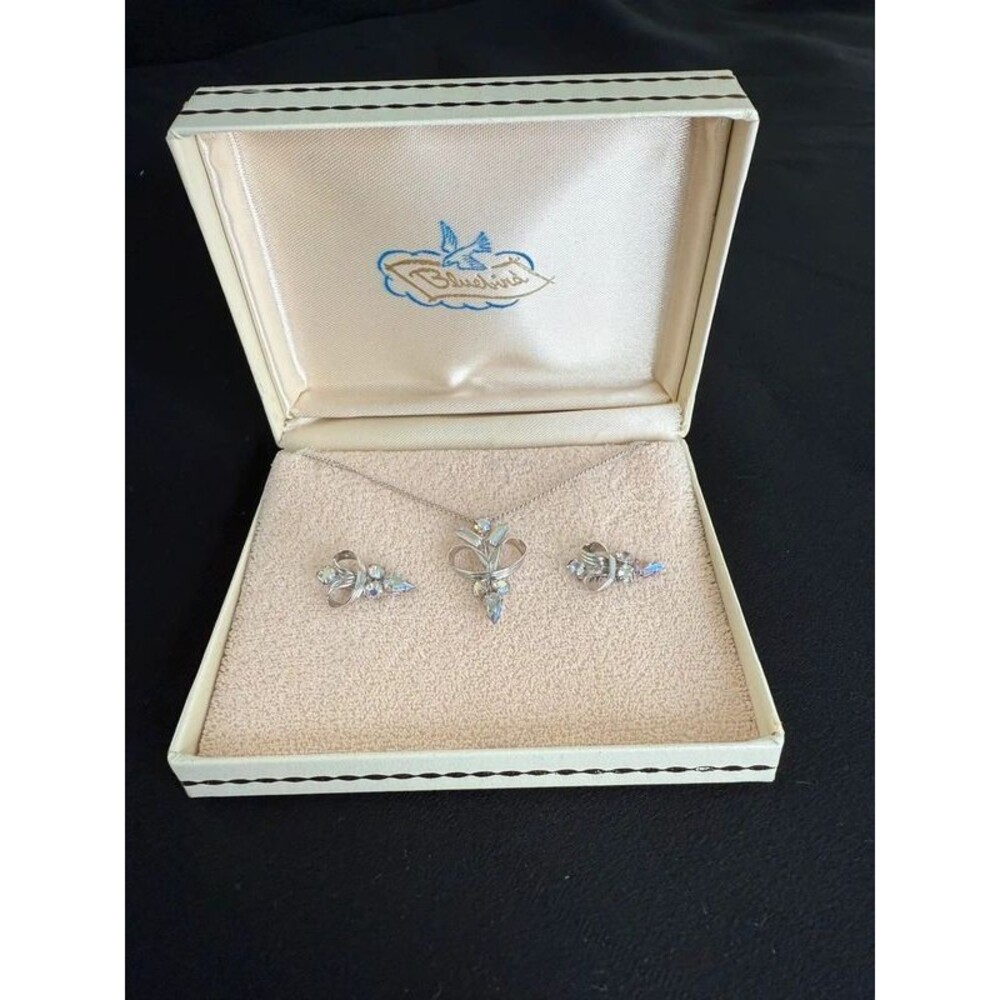 Blue Bird | Vintage 925 Sterling Silver | Rare Aurora Borealis Jewelry Set